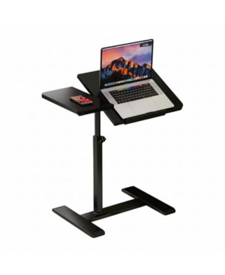 Adjustable Rolling Laptop Desk, Overbed Table with Tilting Top, Mobile Standing Desk on Wheels for Bedroom, Office, Bedside, Small Spaces