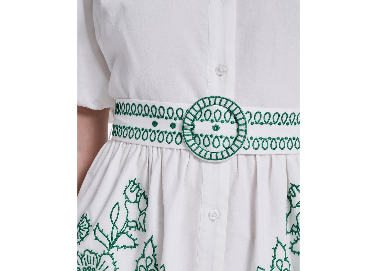 Petite Embroidered Belted Dress