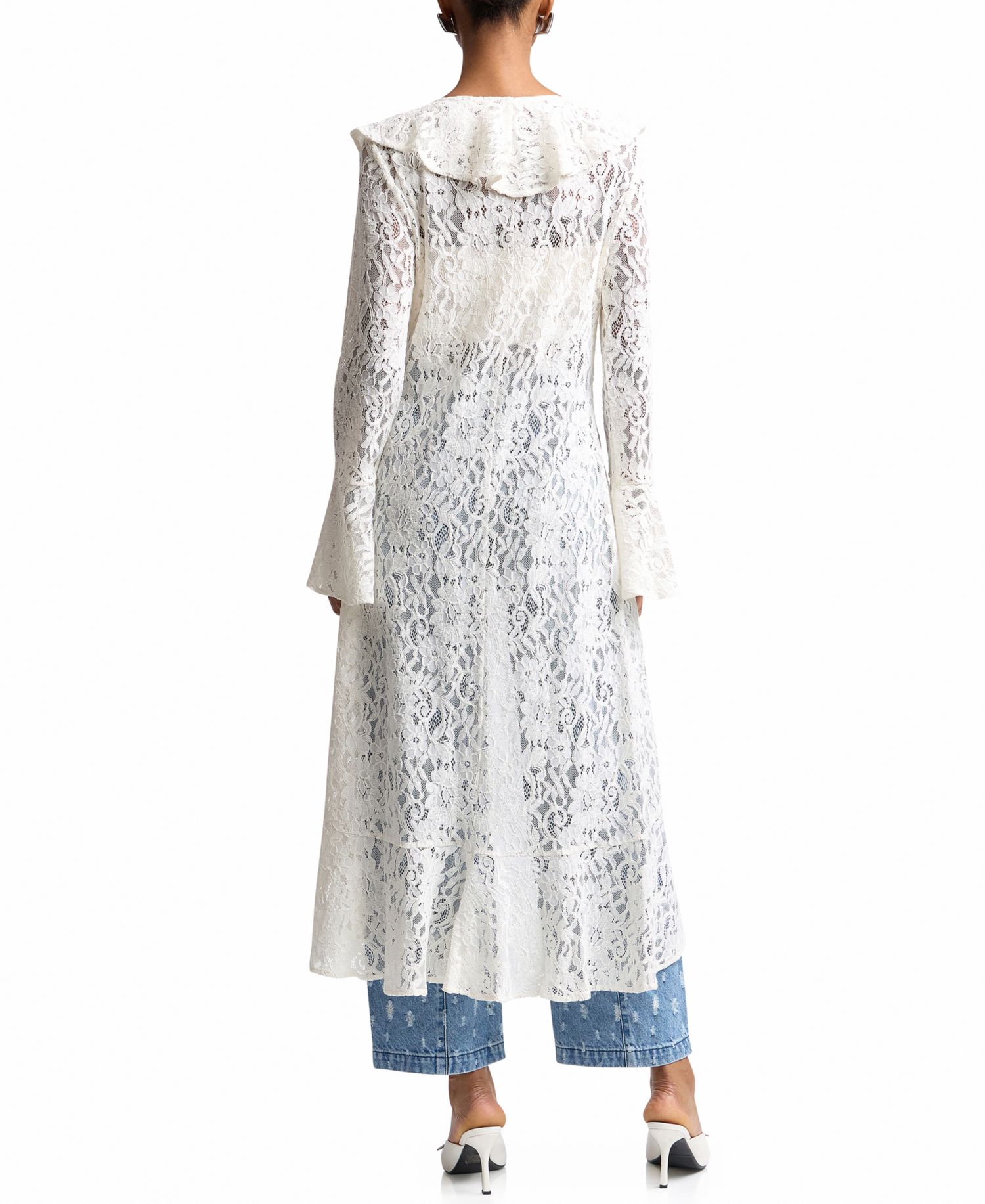 Women's Ruffle Tie-Front Lace Topper