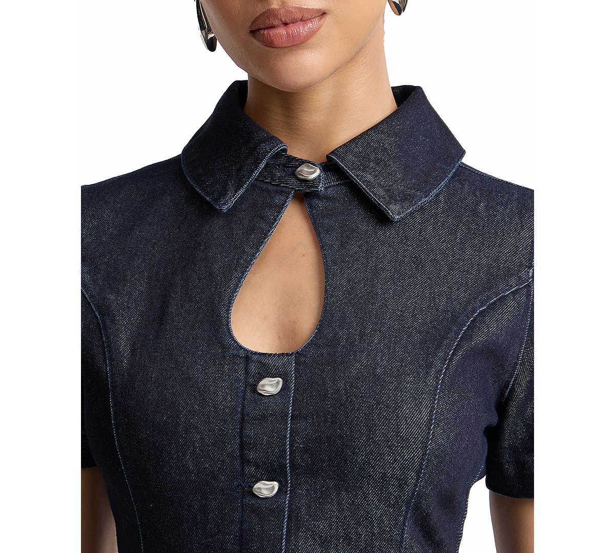 Avec Les Filles Women's Short-Sleeve Collared Dress view 4 — MAYCSS fashion products