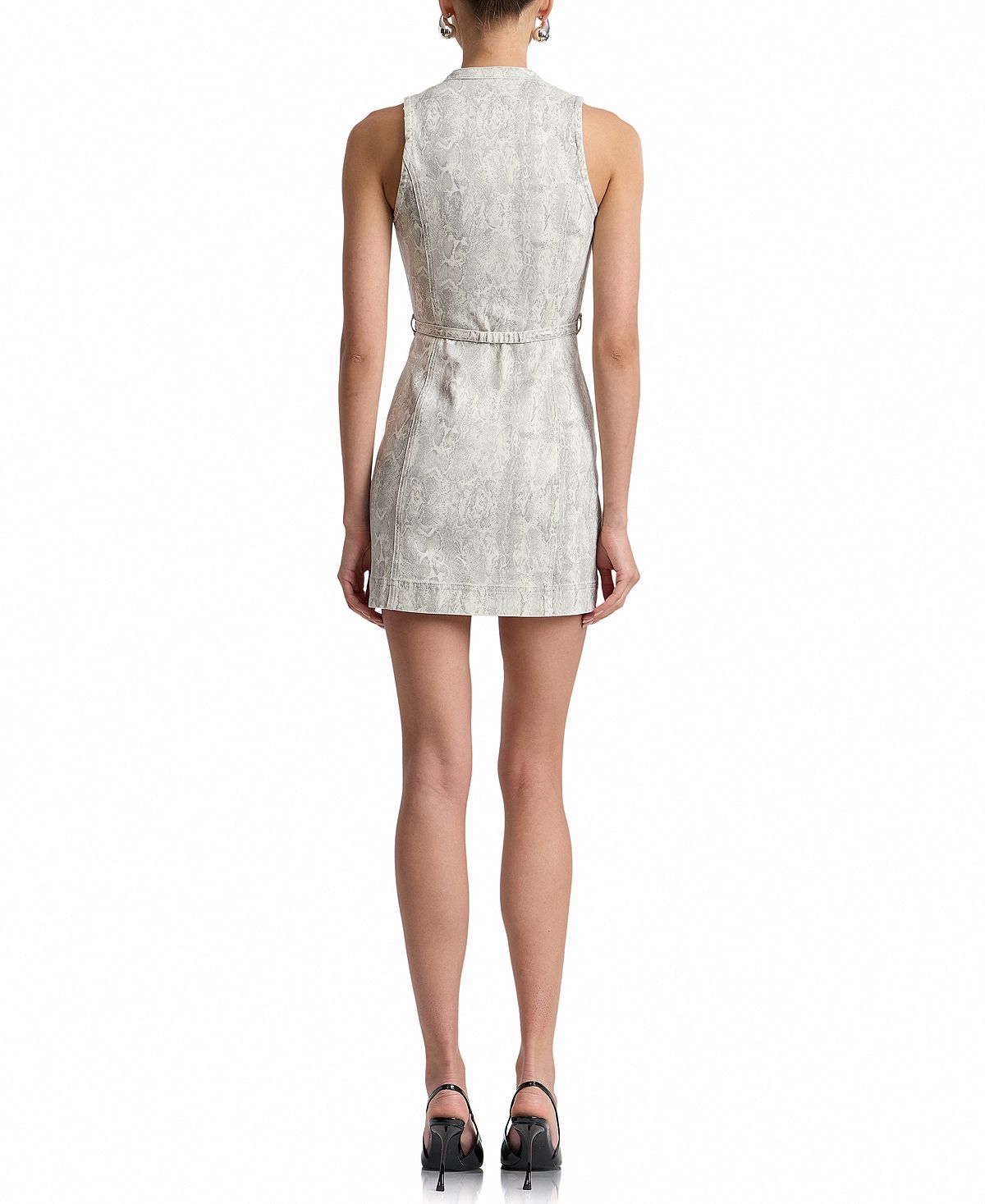 Avec Les Filles Women's Zip-Front Snake Print Denim Dress view 5 — MAYCSS fashion products