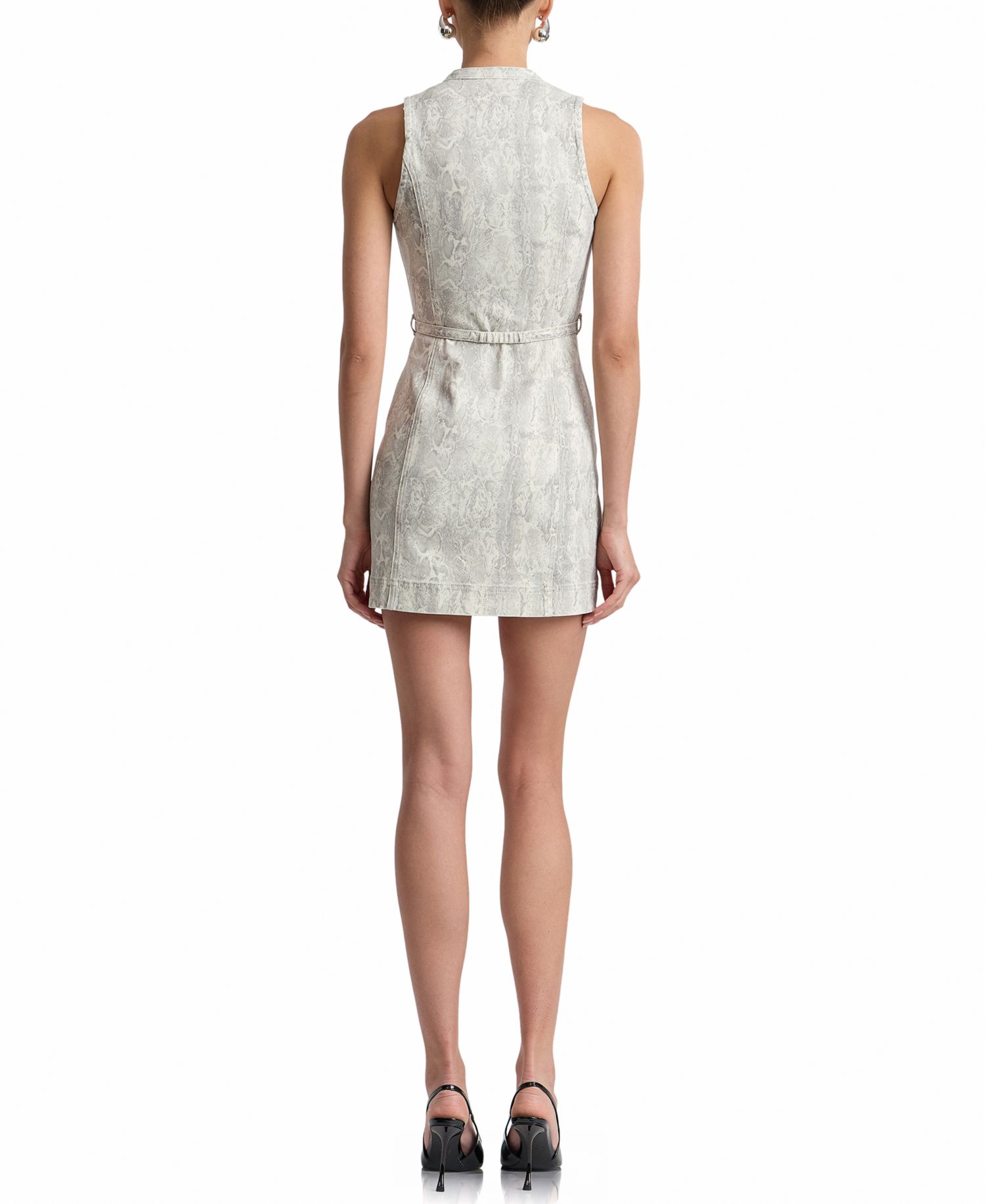 Women's Zip-Front Snake Print Denim Dress