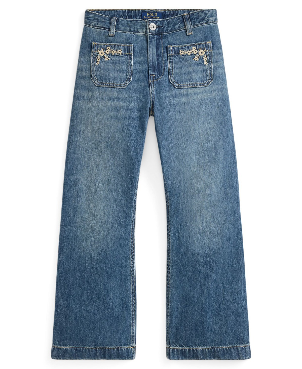 Детские Polo Ralph Lauren Girls' 7-16 Embroidered Flared Cotton Denim Jeans — фото 2