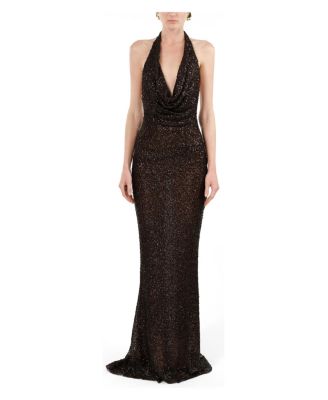 Women's Off-Shoulder Sequin Embellished Maxi Dress