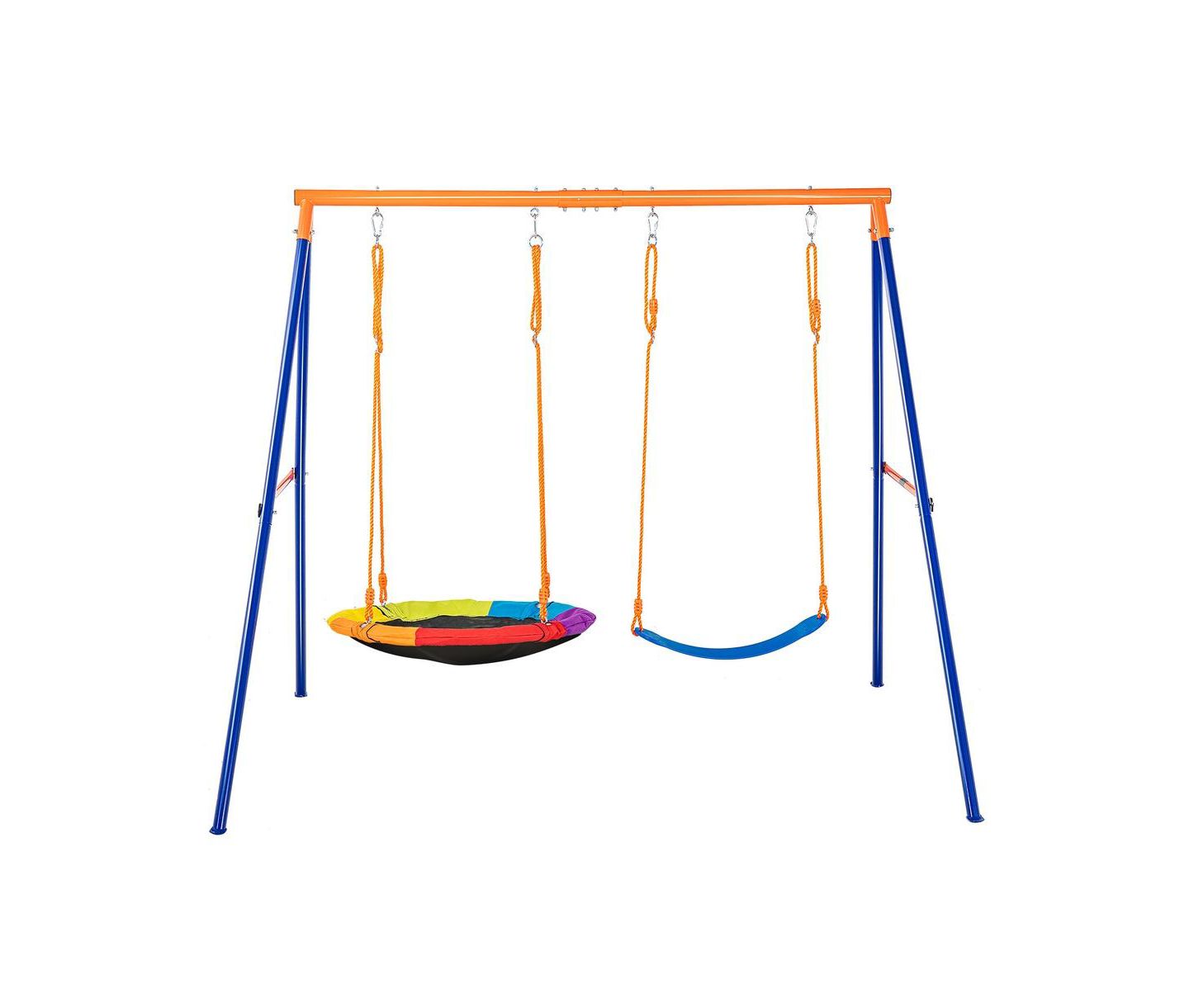 Детские игрушки SUGIFT Backyard A-Frame Swing Set with Saucer and Belt Seats 440 lb Capacity, цвет: Синий — фото 11