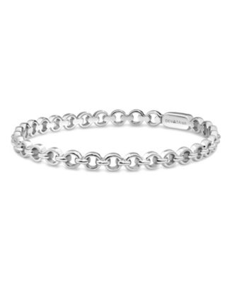 Cable Link Rhodium Plated Bangle Bracelet