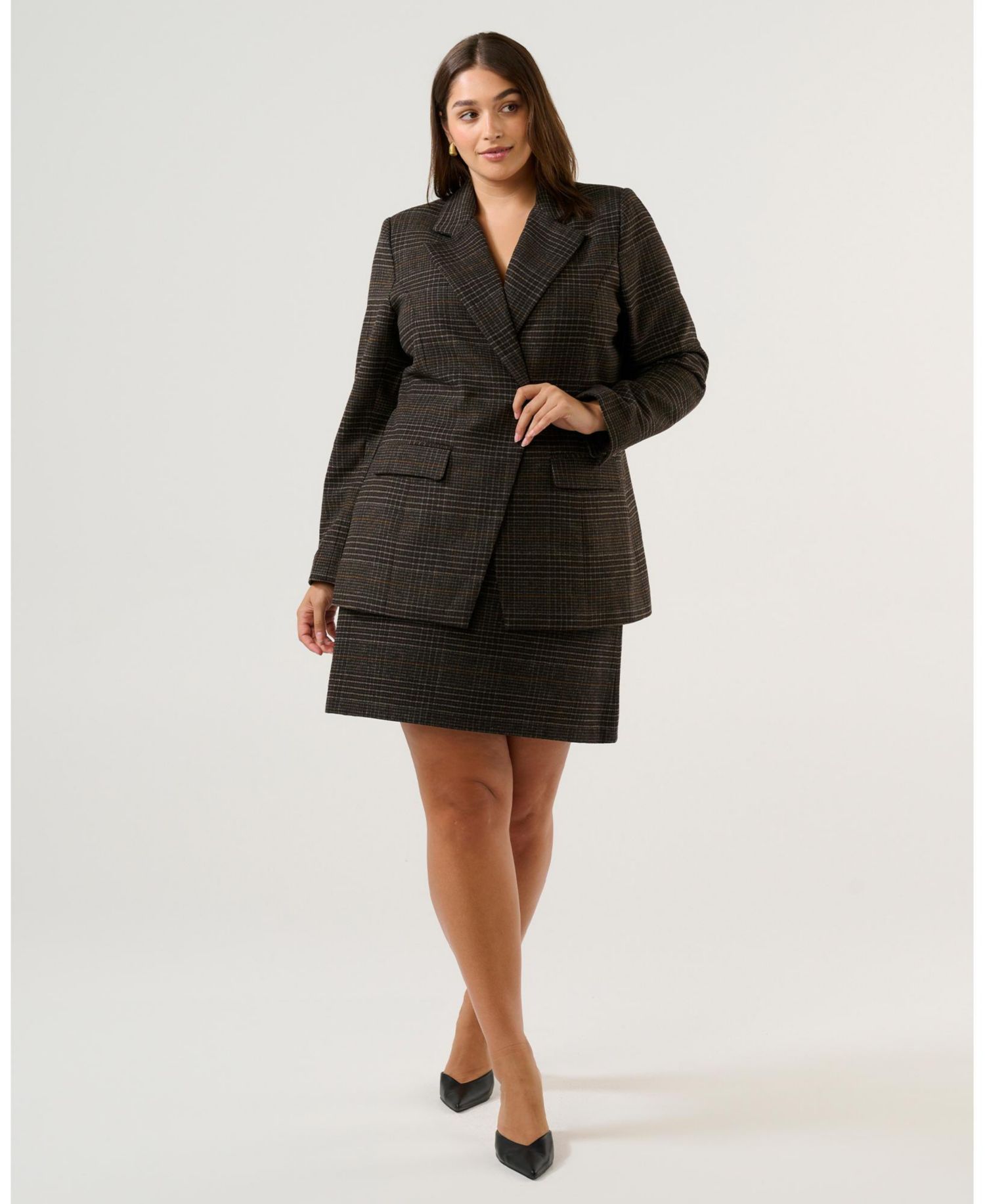 Women's Noel Check One-Button Blazer Jacket