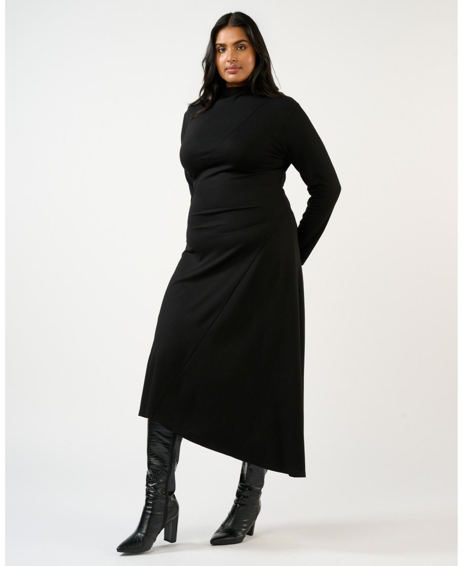 Women's Abagail High Neck Assymetric Midi Dress