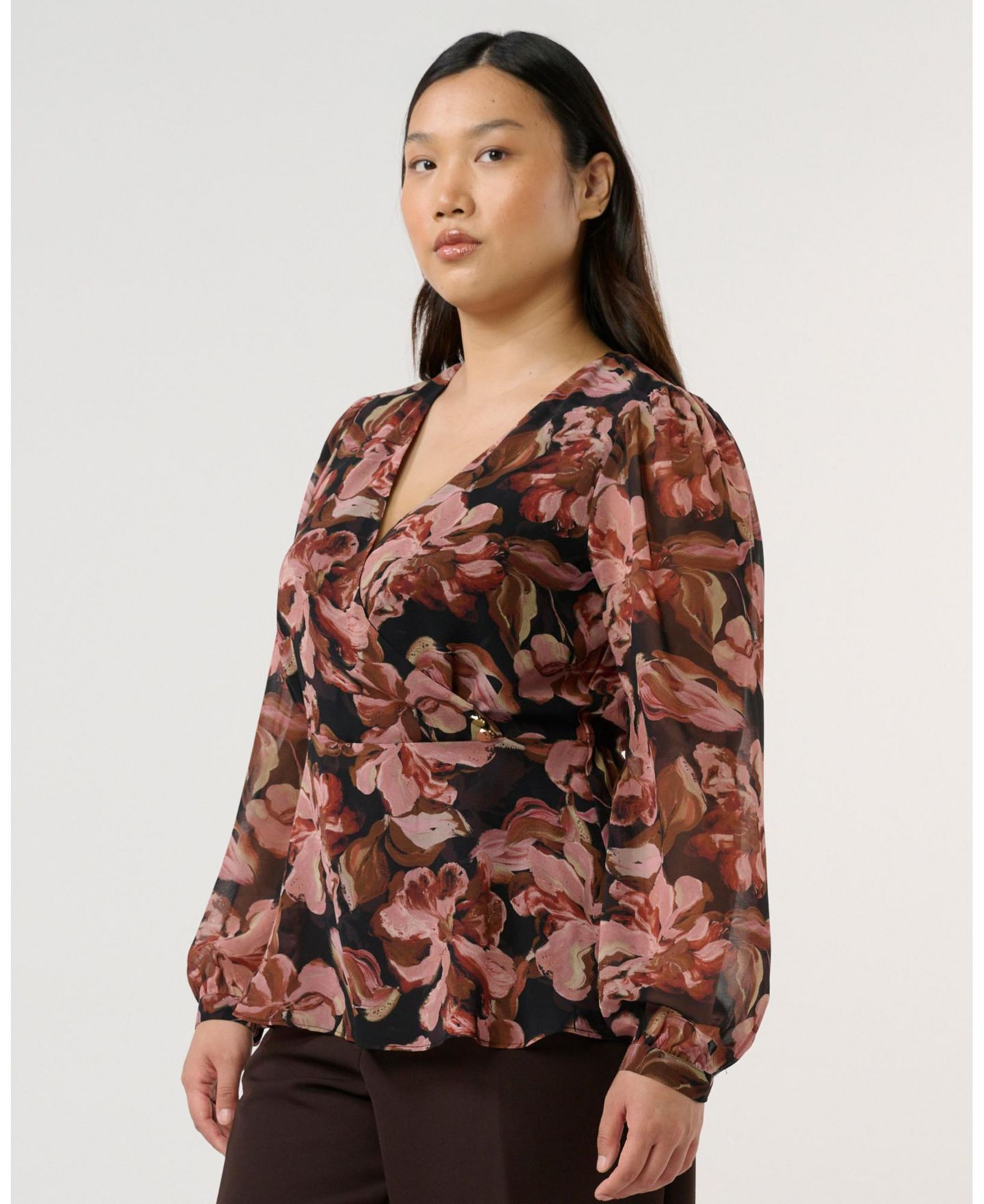 Женский топ ESTELLE Natalia Floral V-Neck Long Sleeve Peplum — фото 2