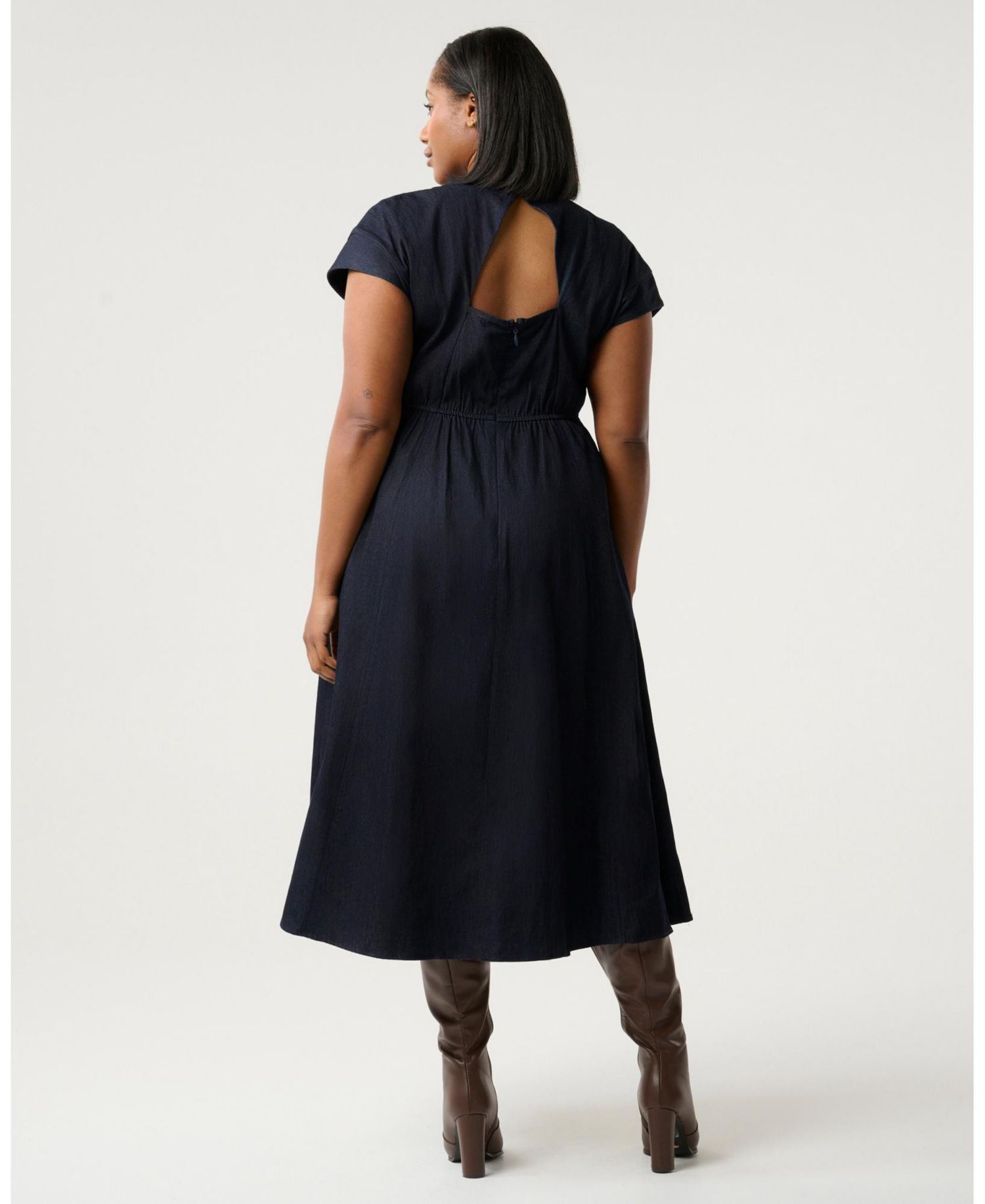 Women's Abbie Denim Short Sleeve Midi Dress
