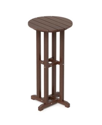 Round HDPE Outdoor Bar Height Dining Table with Slatted Top