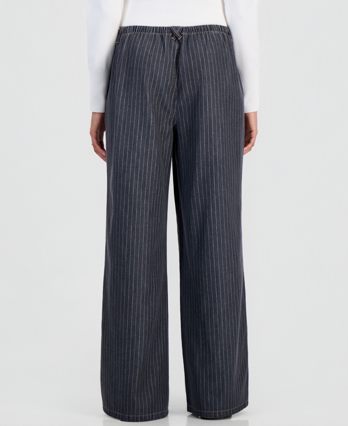 Vanilla Star Juniors' Pinstripe Wide-Leg Pull-On Jeans