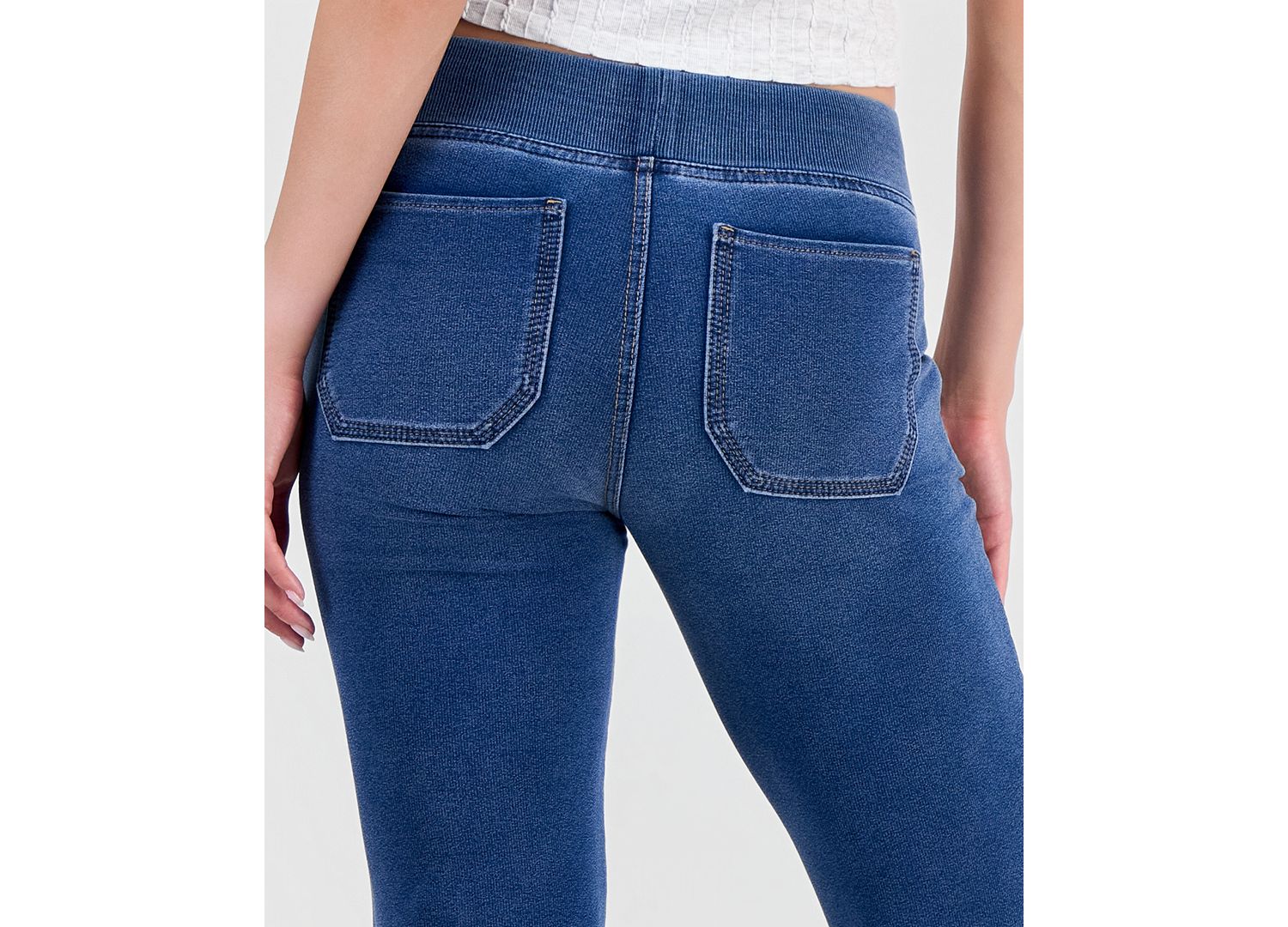 Juniors' Fleece-Knit Drawstring-Waist Bootcut Jeans
