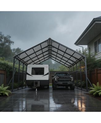 20 x 25 FT Vertical Rib Metal Carport Garage for Cars Trucks RVs, Heavy Duty Galvanized Steel Shelter