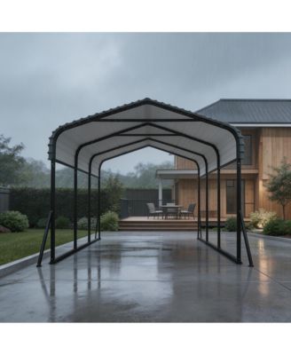 20 x 25 FT Color Steel Hardtop Carport Garage for Cars Trucks Boats, Heavy Duty Outdoor Vehicle Shelter with Metal Roof