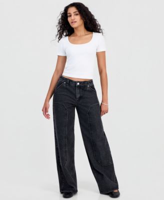 Juniors' High-Rise Ultra 90s Wide-Leg Carpenter Jeans