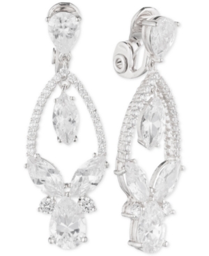 image of Anne Klein Multi-Crystal and Pave Orbital Drop E-z Comfort Clip-On Earrings