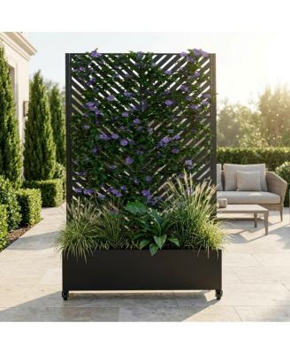 Metal Raised Garden Bed with Trellis, 73"x47"x16