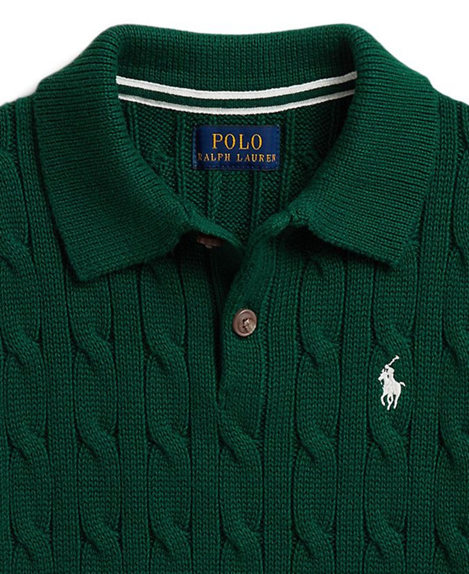 Boys' 8-20 Cable-Knit Cotton Polo Sweater