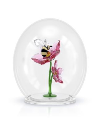 Idyllia Glass Ball Bee and Flowers Crystal Figurine