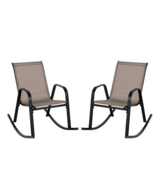 Set of 2 Heavy-Duty Metal Patio Rocking Chairs with Breathable Fabric