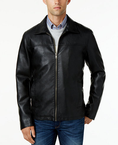 Cole Haan Faux-Leather Zip-Front Jacket