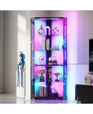 Corner Display Cabinet with RGB Lights