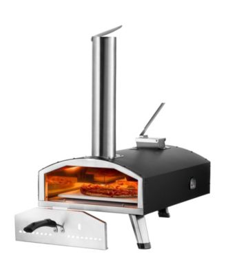 Portable Outdoor Pizza Oven,Tri-Fuel Pizza Grill with Stone, Cover and Shovel
