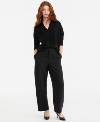Women's Johnny-Collar 100% Cashmere Long-Sleeve Sweater