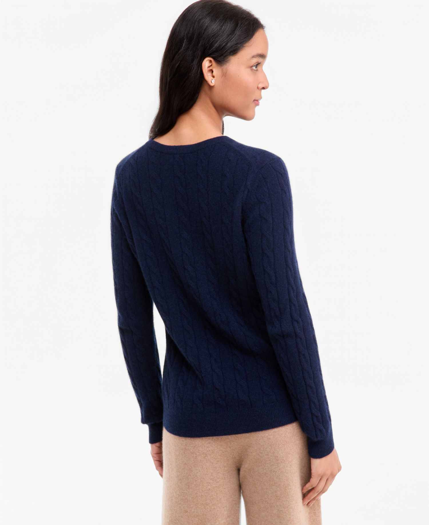 Petite Cable-Knit Crewneck 100% Cashmere Sweater