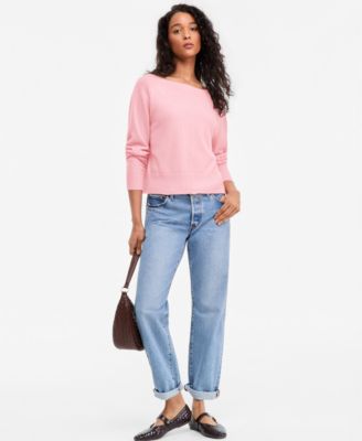 Women's 100% Cashmere Long Sleeve Boatneck Sweater