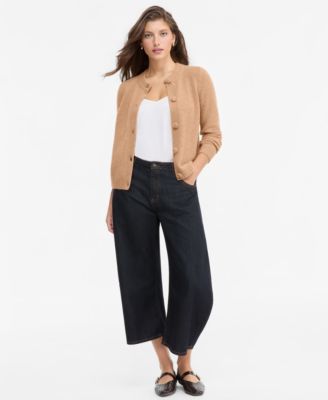 Women's 100% Cashmere Chunky Crewneck Cardigan