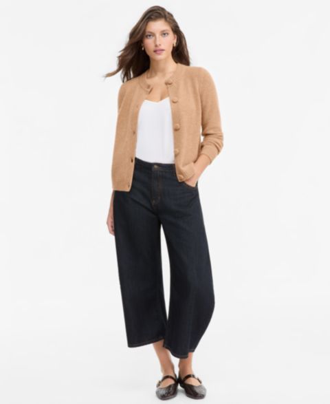 Женский кардиган Charter Club 100% Cashmere Chunky Crewneck, цвет: Меланжевый верблюжий
