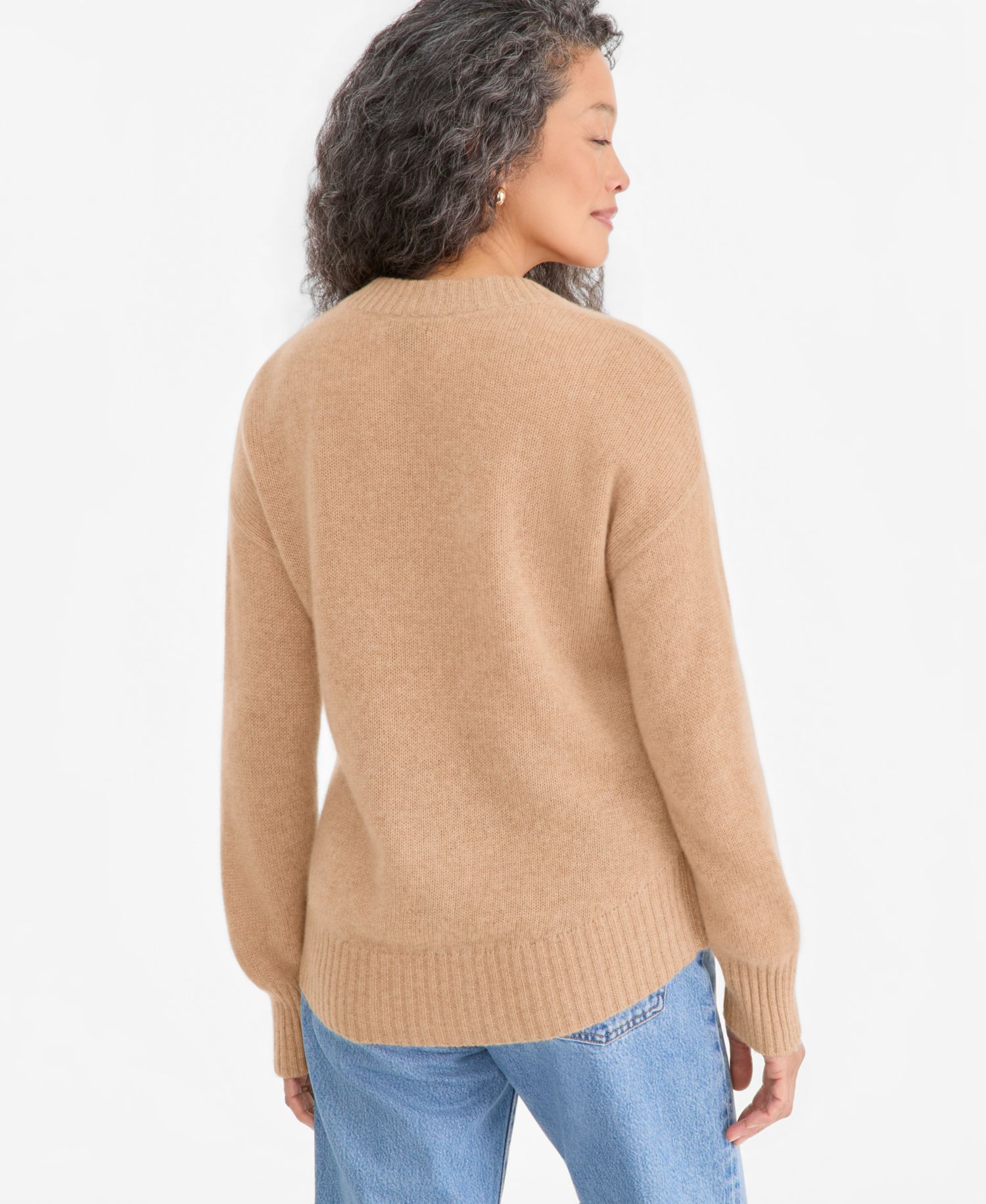 Petite 100% Cashmere V-Neck Relaxed Sweater