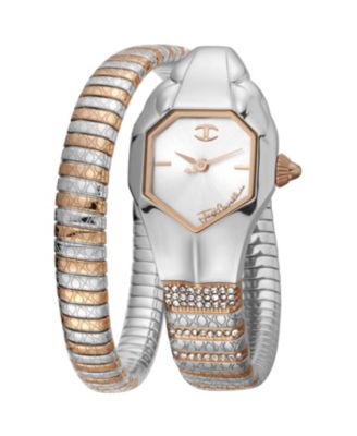 Women's Glam Snake Quartz Two Tone Stainless Steel Bracelet Watch