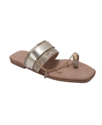 Women s Thong Sandals with Charm Chain Detail Flat Slip-On Summer Sandals