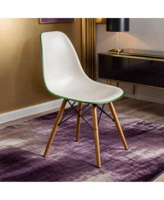 Cresco Modern Molded Acrylic Dining Chair Set of 4 with Eiffel Base and Beech Wood Dowel Legs Ergonomic Curved Seat Accent Side Chair