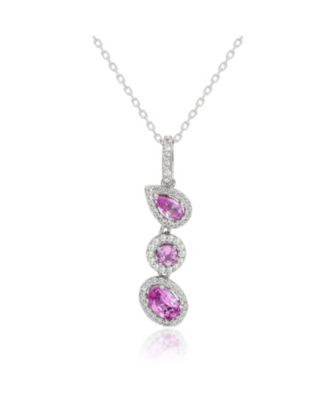 Sterling Silver Multi-Shape Sapphire Halo Drop Pendant
