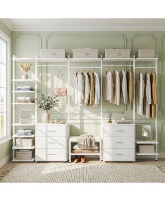 Freestanding Closet Organizer with 6 Drawers, Walk-In Closet Systen with 4 Clothing Rack