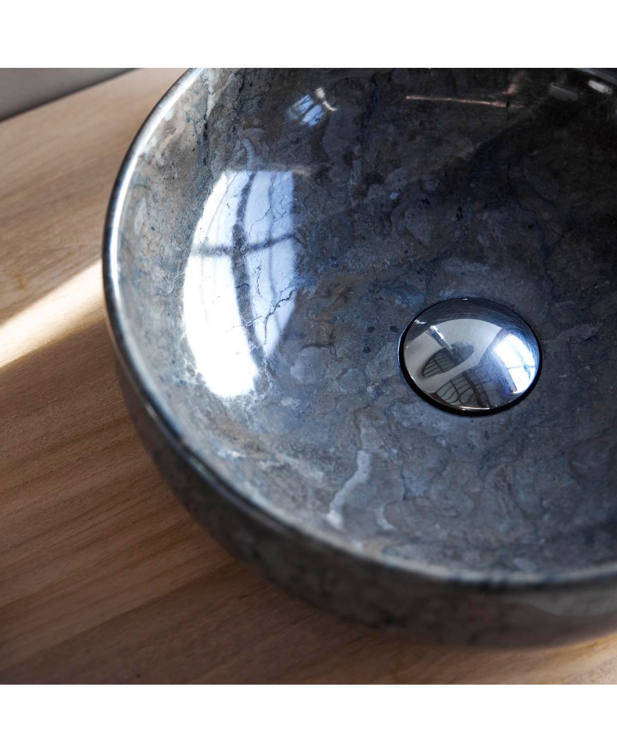 Tikamoon Pia round dark marble basin