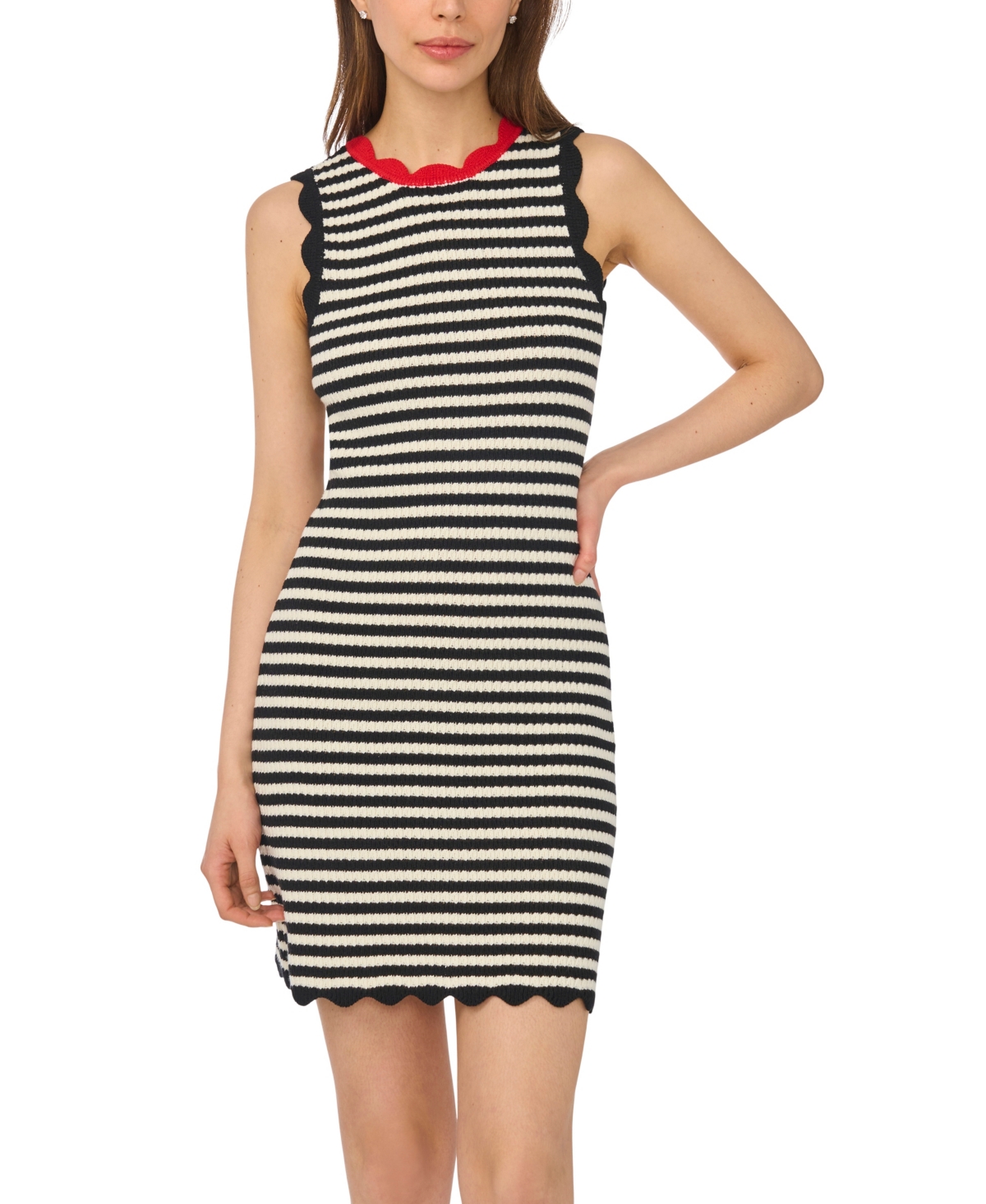 CeCe Women's Stripe Crewneck Sleeveless Mini Dress
