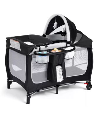 Baby 4-in-1 Portable Playard with Bassinet, Changing Table and Canopy