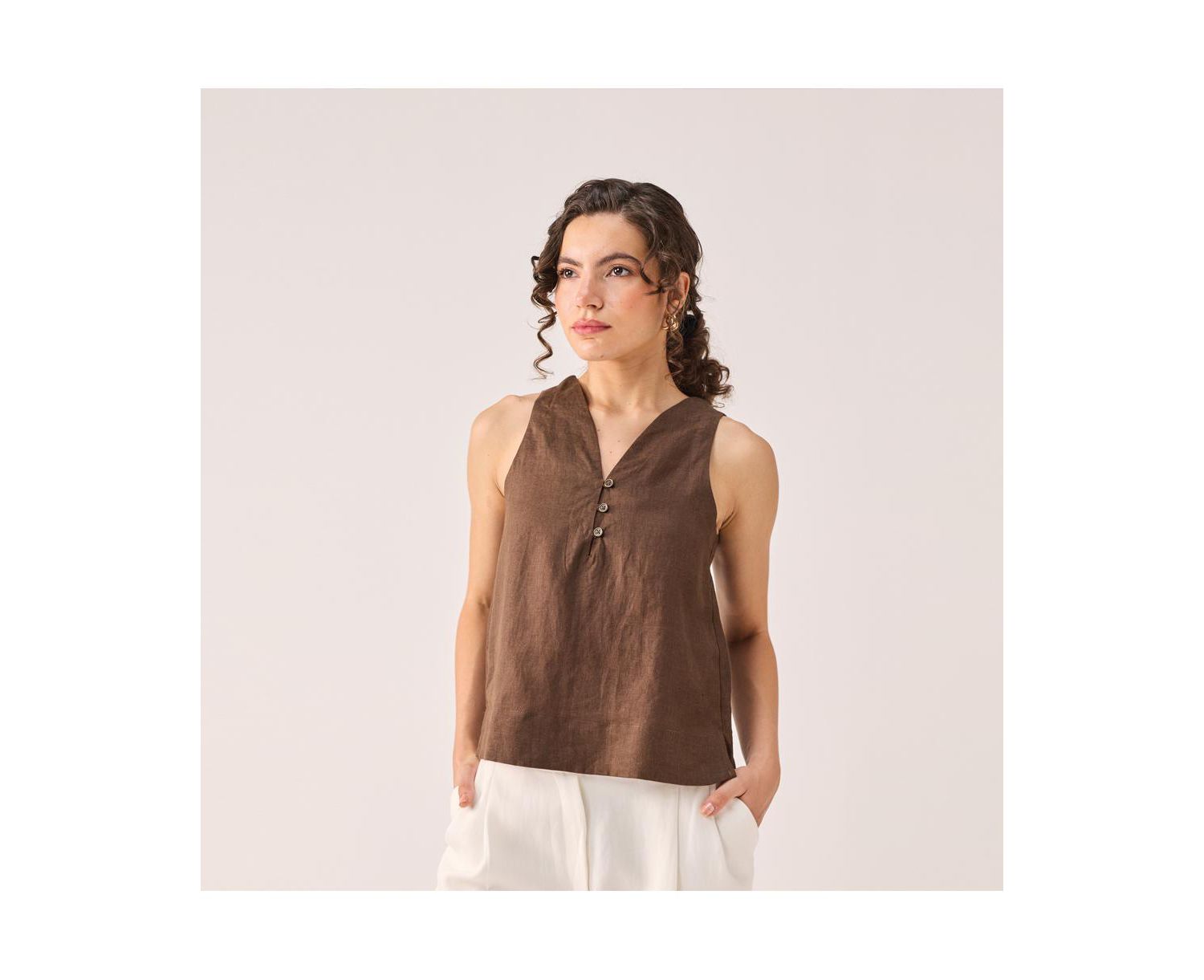Women's Button Neck Top