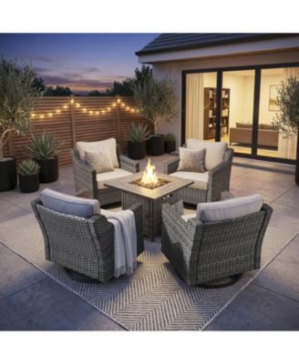 5 Piece Patio Furniture Set 30 Inches Fire Pit Table Outdoor Furniture Sets Patio Couch Outdoor Chairs 50000 BTU Propane Fire Pit