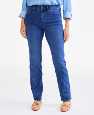 Petite Isla Wash High-Rise Straight-Leg Jeans
