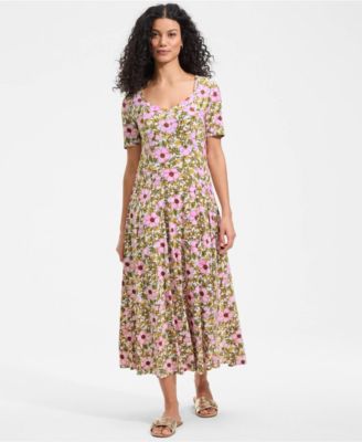 Women's Silky Knit Sweetheart Midi Dress