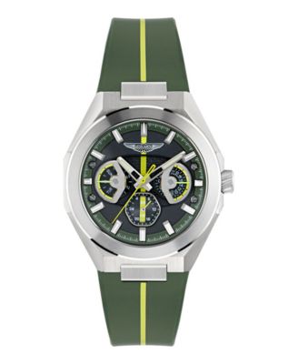 Aston Martin F1 Men's Quartz Guilloche Silicone Strap Watch 42mm - Silver
