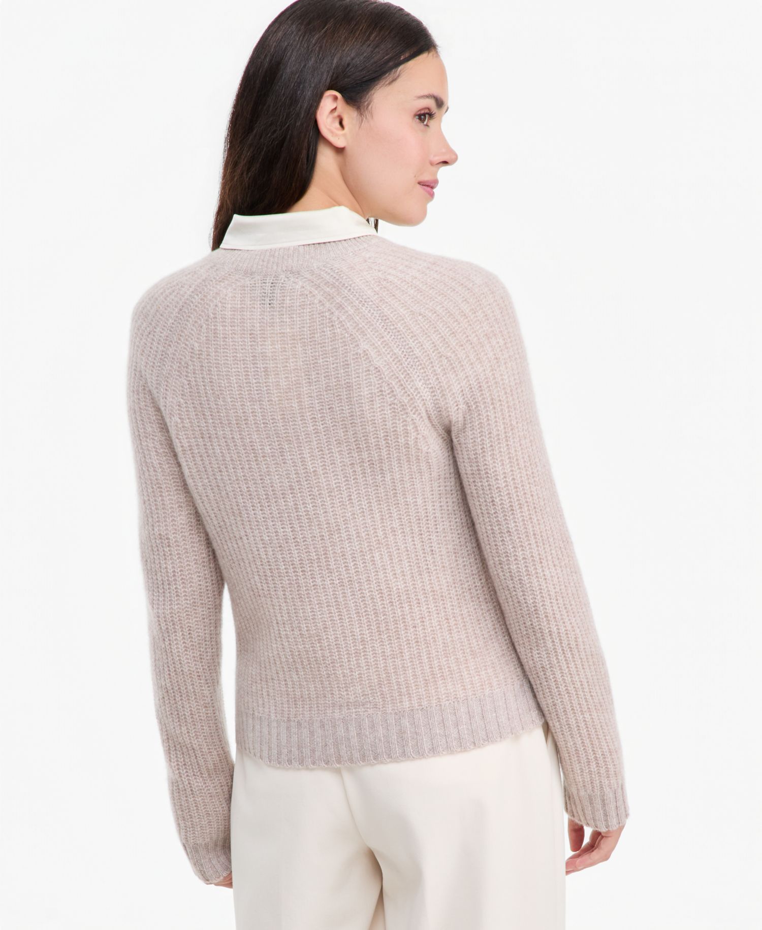 Plus Size 100% Cashmere Shaker Stitch Crewneck Sweater
