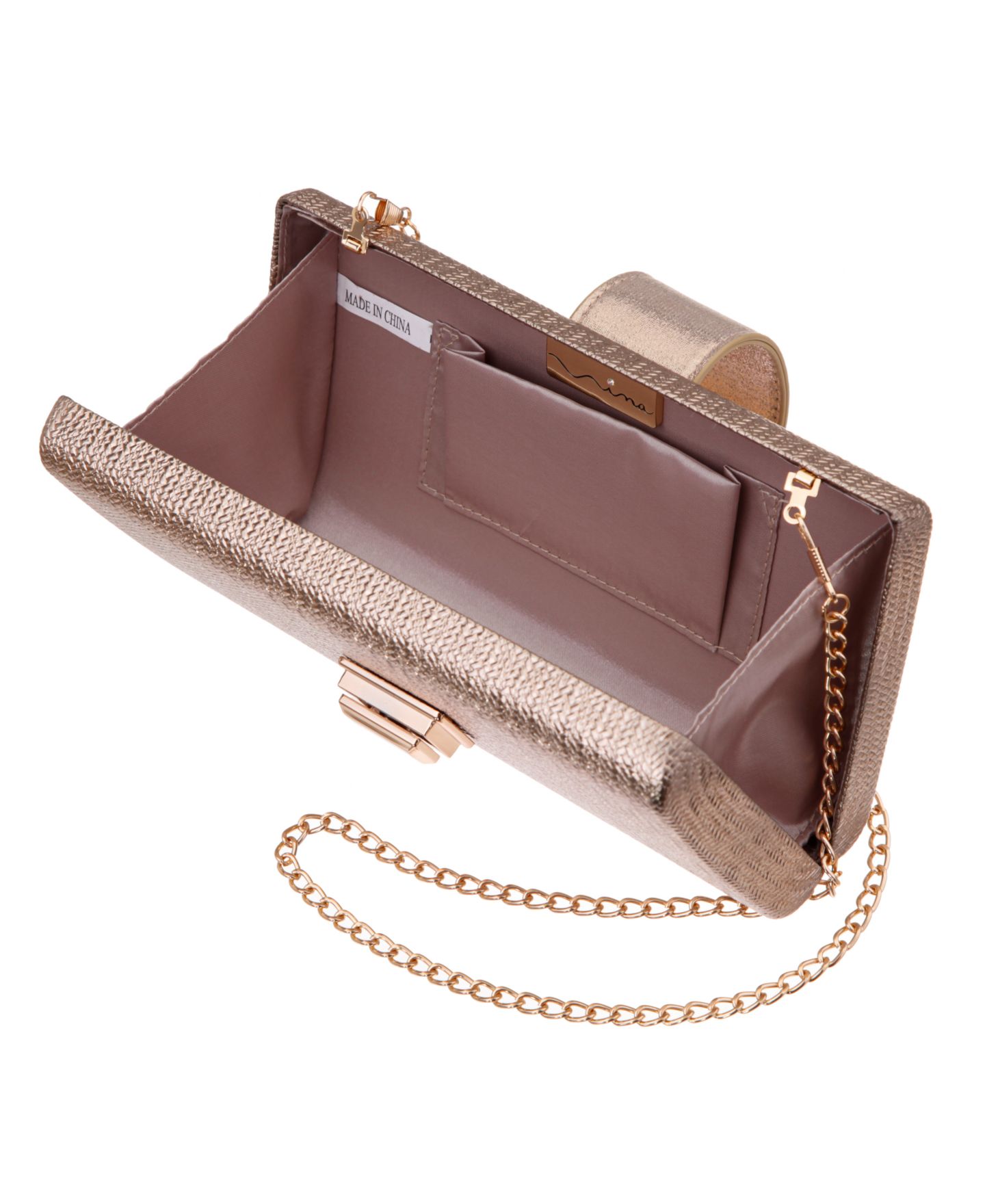 Женский клатч Nina Embossed Woven Presley Minaudiere Small Clutch Handbag, цвет: Состаренный золотой — фото 4