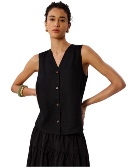 Женский топ Whistles Laura Linen, цвет: Чёрный